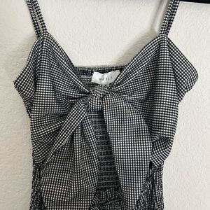 MABLE Black & White Gingham Smocked Dress